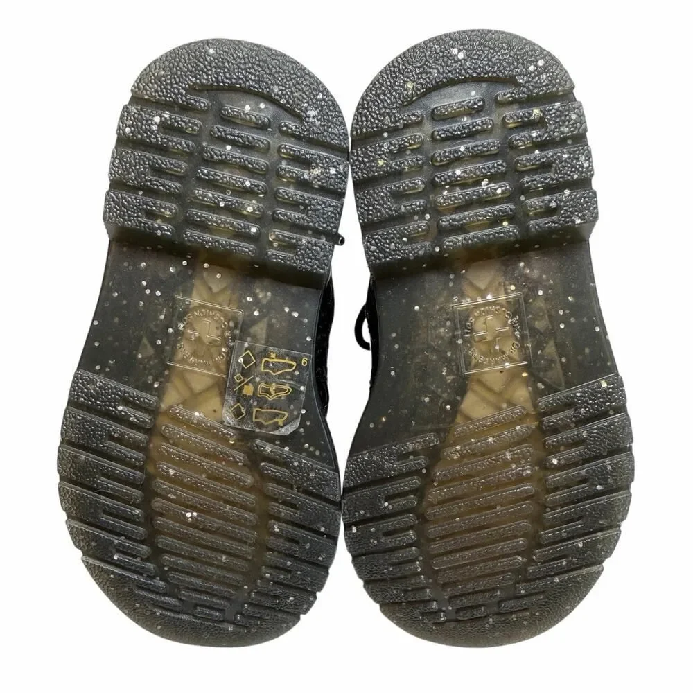 NEW Dr. Martens Toddler Girls 1460 Black Cosmic Glitter Lace Up Boots Black SZ 7